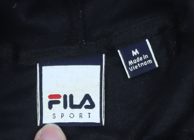 Brand and care label for Fila Sport Women's Black Velour Full Zip Hoodie Medium