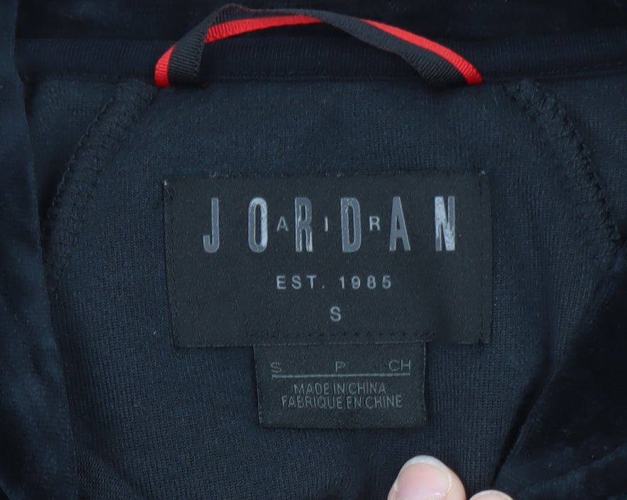Jordan Men’s Black Velvet Bomber Jacket Size S Full Zip Logo