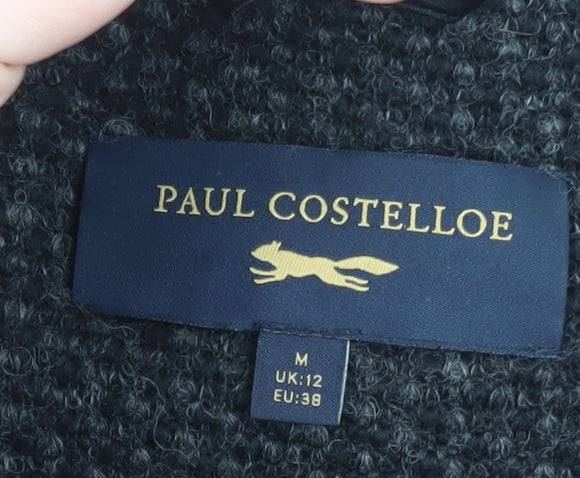 Paul Costelloe Women’s Black Wool Blend Chunky Knit Open Cardigan UK 12
