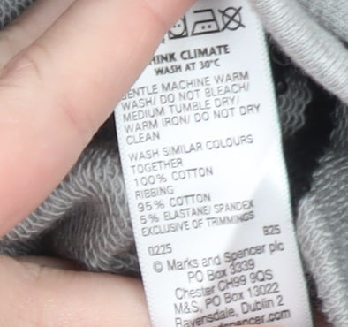 Marks & Spencer Men's Grey Striped 1/4 Zip Cotton Sweatshirt M