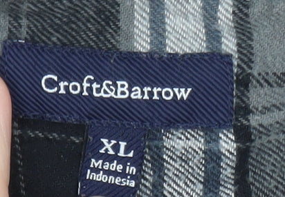 Croft & Barrow Men’s Grey Plaid Flannel Button-Up Shirt XL