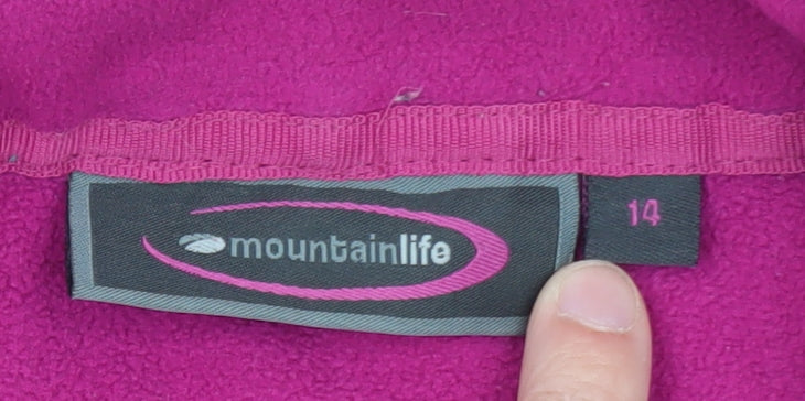 Mountain Life Womens Pink Fleece Full Zip Hoodie Jacket Size 14