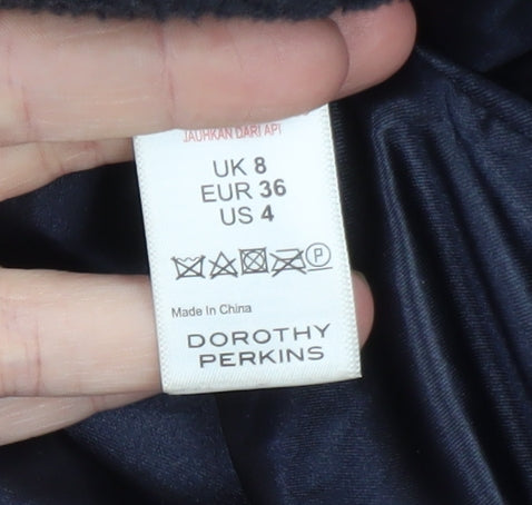 Dorothy Perkins Women's Blue Fleece Mid-Length Coat Size 8