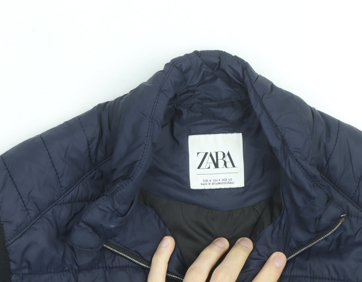 Zara Men's Blue Puffer Quilted Waistcoat Size M Regular Fit