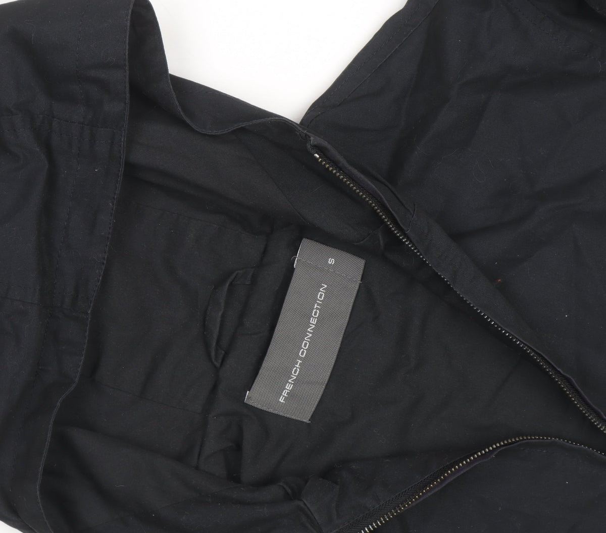 French Connection Men's Black Hooded Full Zip Windbreaker Jacket Size S