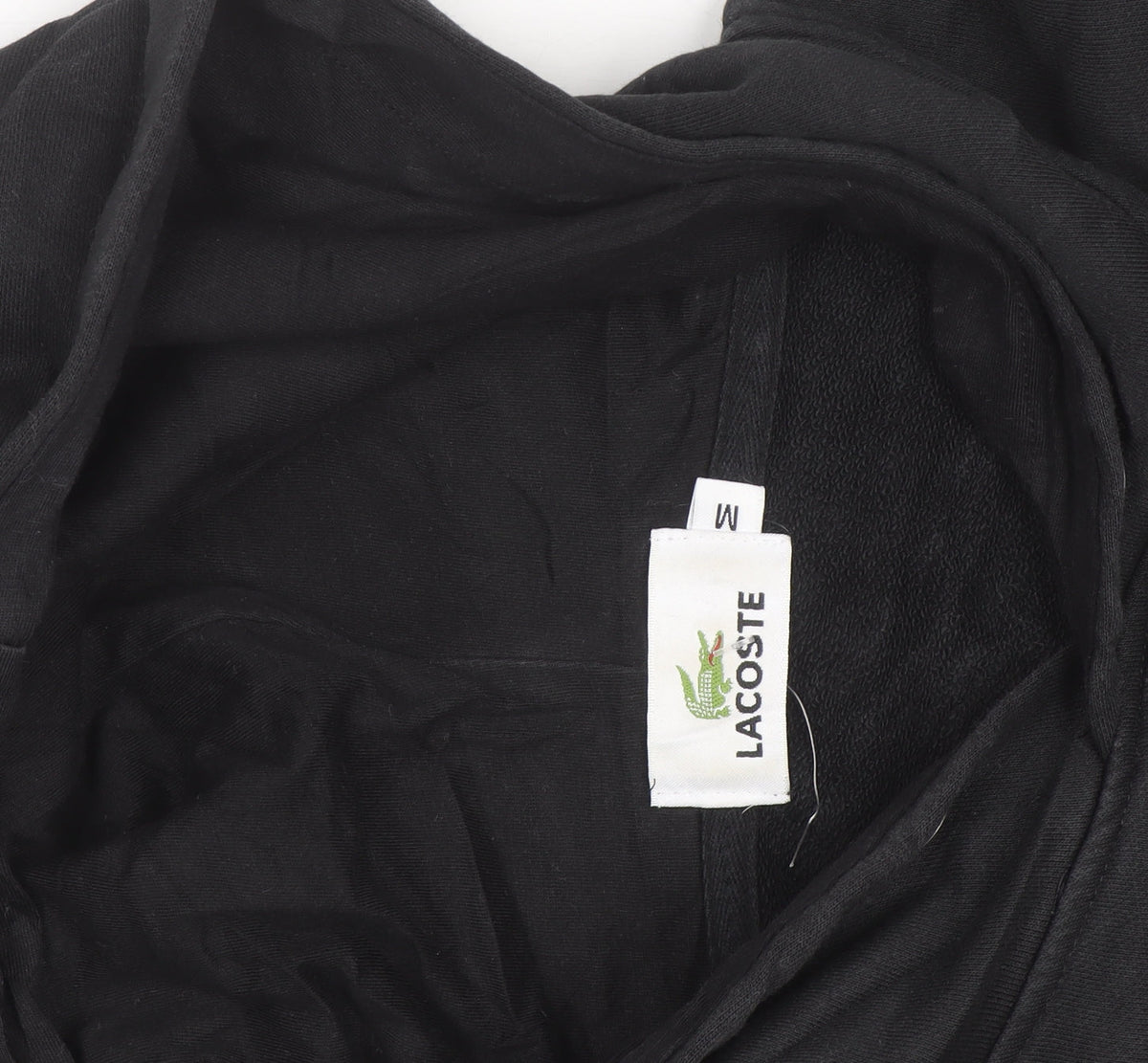 Lacoste Men's Black Pullover Hoodie M Regular Fit Logo Cotton