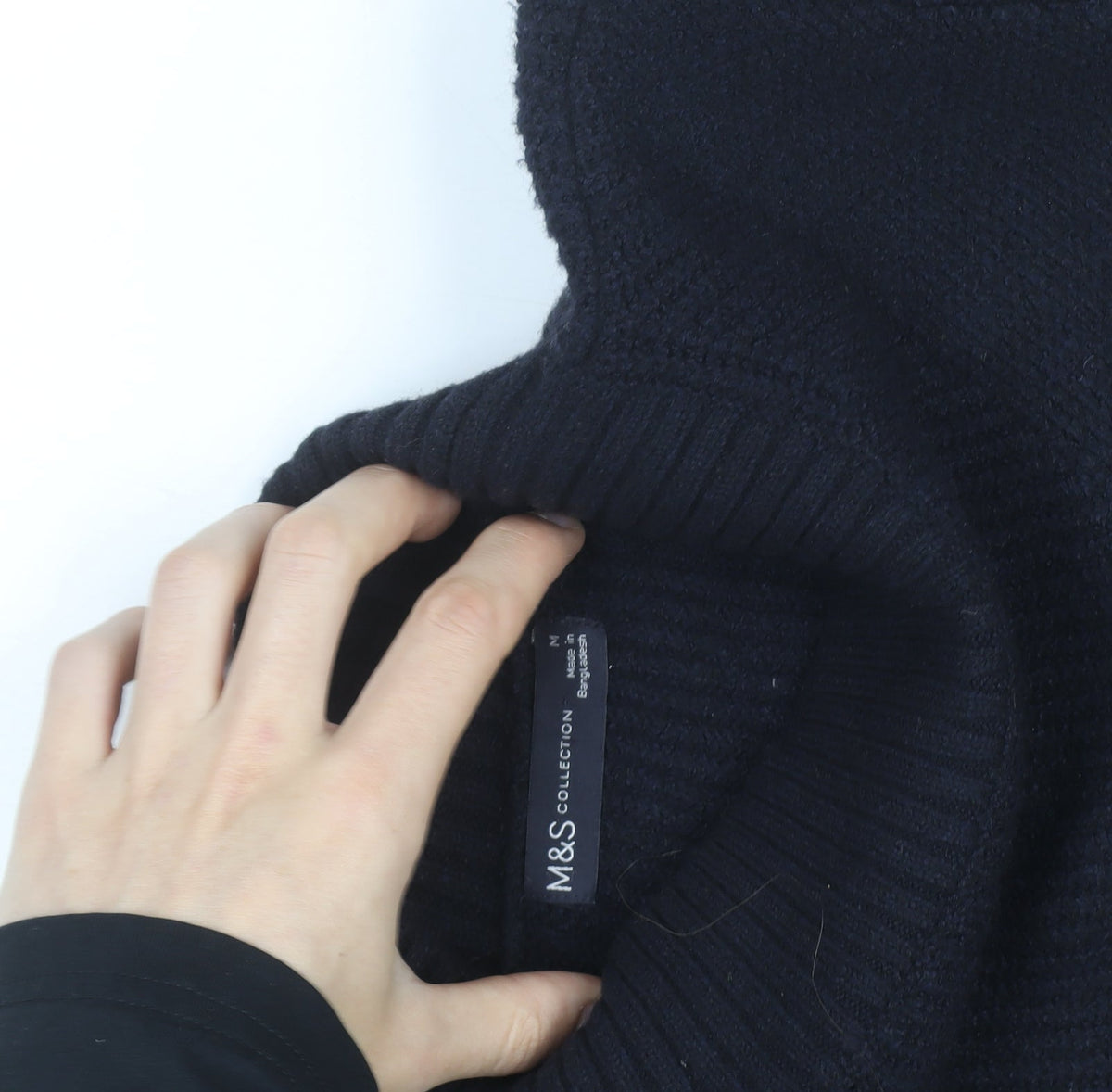 Marks & Spencer Men's Black Wool Blend Mock Neck Jumper M