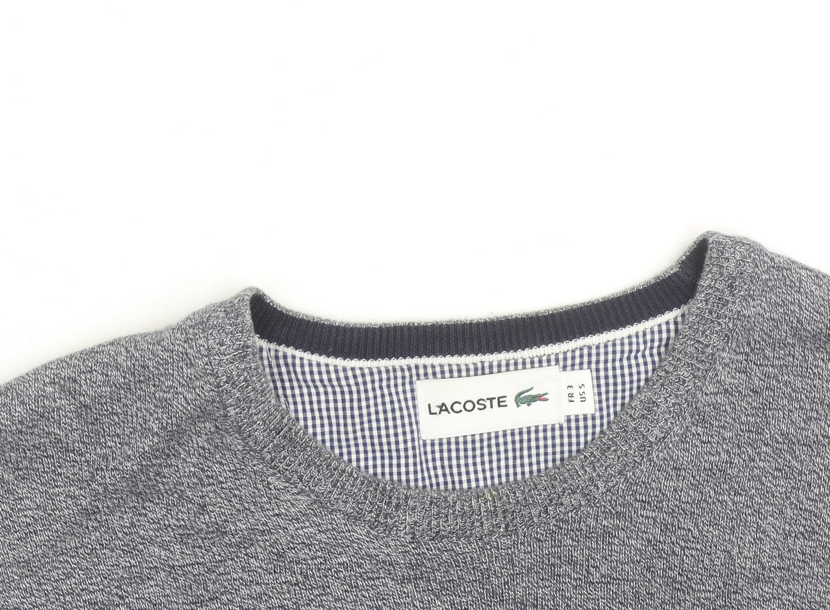 Lacoste Men's Grey Cotton Crew Neck Jumper Size S