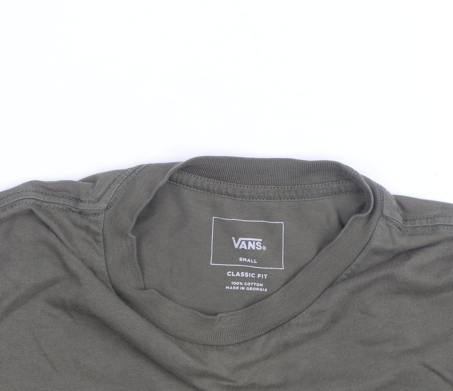Vans Men's Green Classic Fit Long Sleeve Cotton T-Shirt Size S