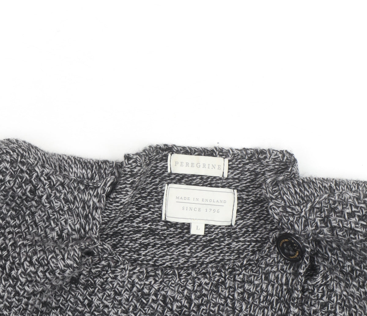 Peregrine Women Grey Wool Cardigan L Long Sleeve Knitted Sweater