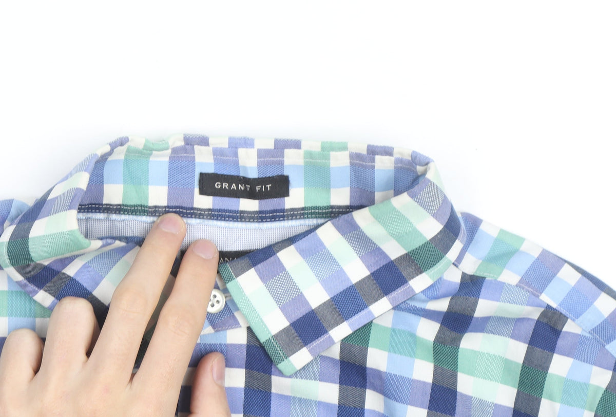Banana Republic Men's Blue Check Grant Fit XL Button-Up Shirt