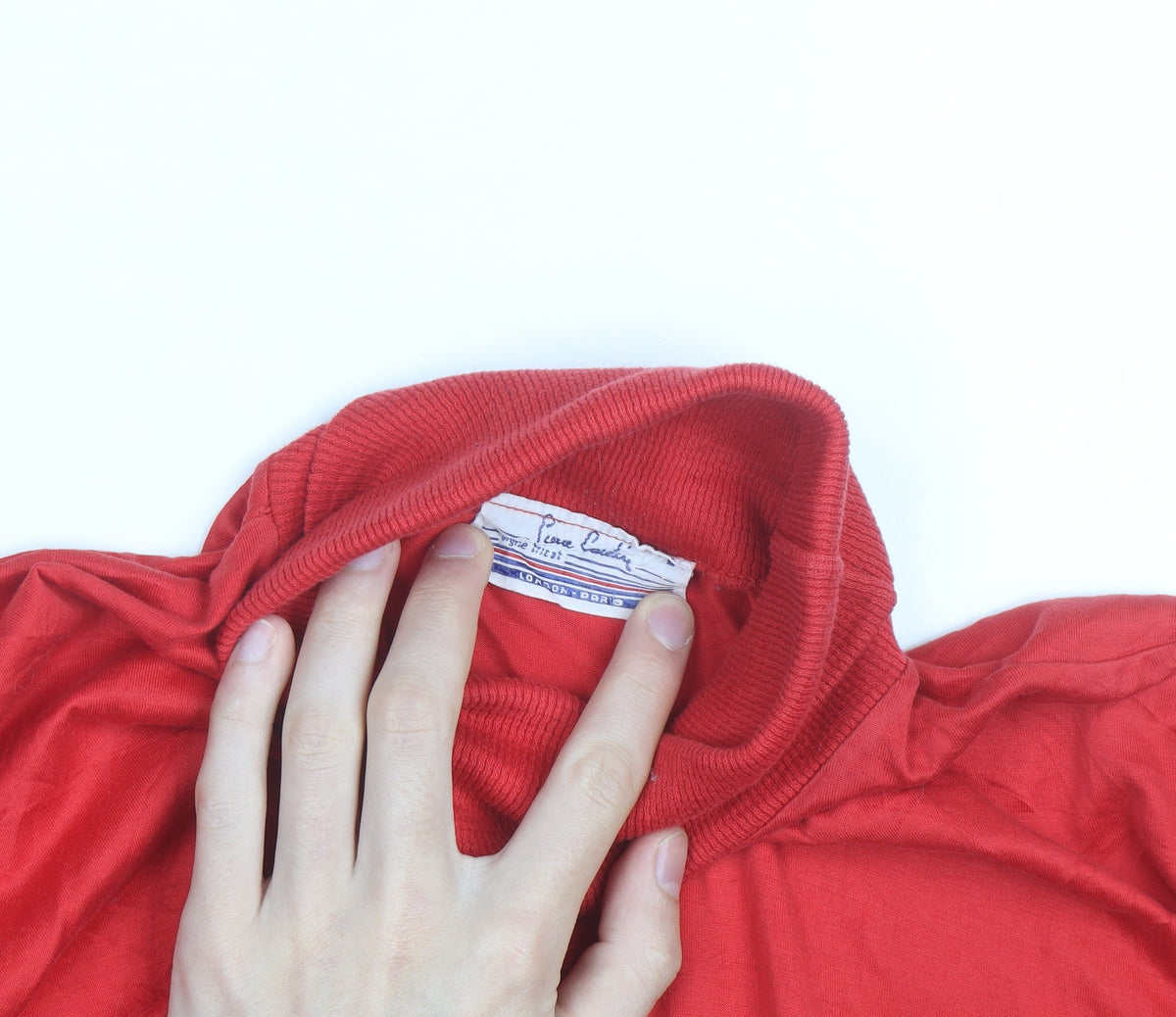 Pierre Cardin Men's Red Cotton Roll Neck Long Sleeve Top Size L