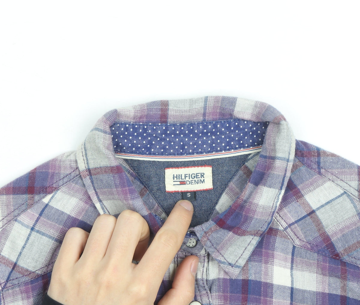 Hilfiger Denim Men's Purple Plaid Flannel Shirt Size S Regular Fit