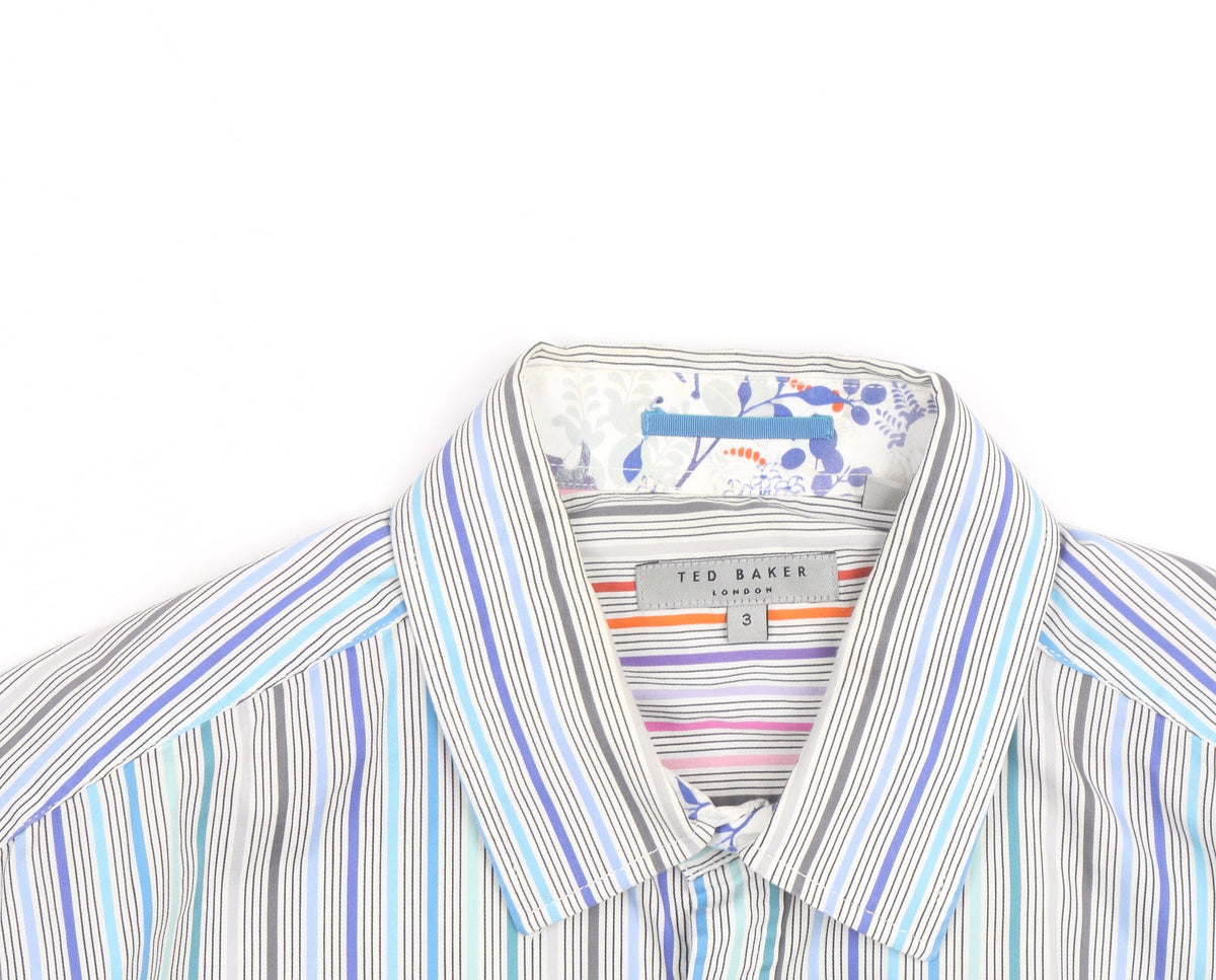 Ted Baker Men's Multicoloured Striped Long Sleeve Button-Up Shirt M
