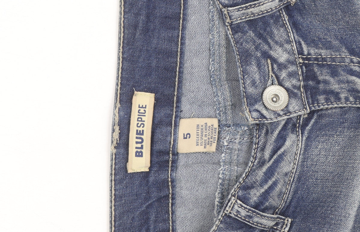 Blue Spice Womens Blue Distressed Denim Bermuda Shorts Size XS