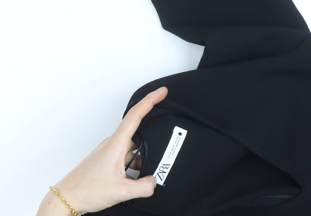 Zara Women's Black Long Sleeve V-Neck Tunic Blouse Size M
