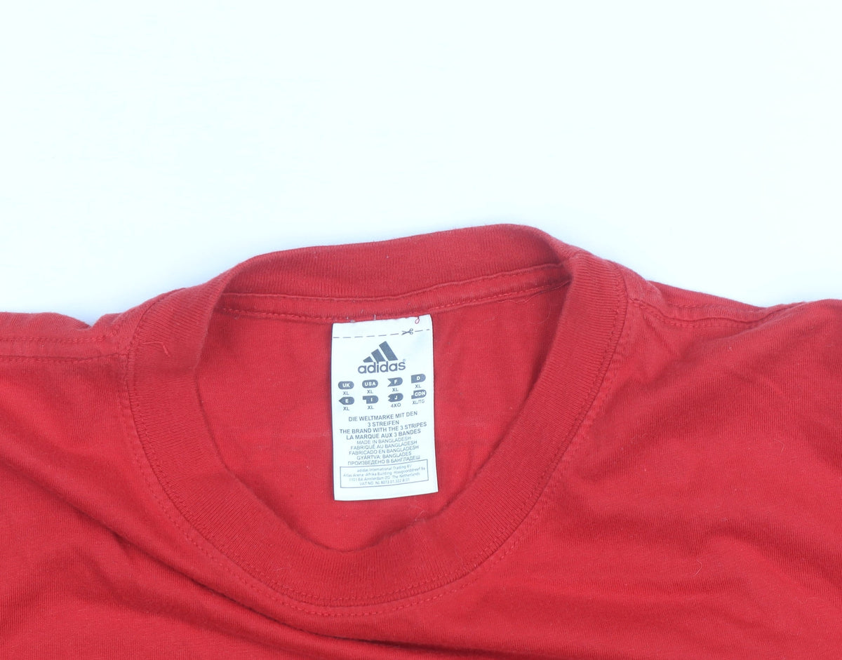 Adidas Mens Red England Logo XL Short Sleeve Sports T-Shirt