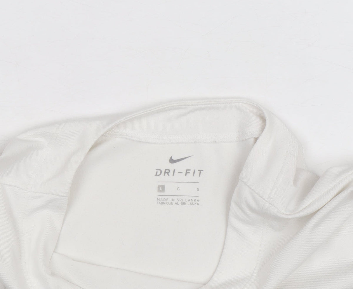 Nike Men's White Dri-Fit Long Sleeve Athletic Top L