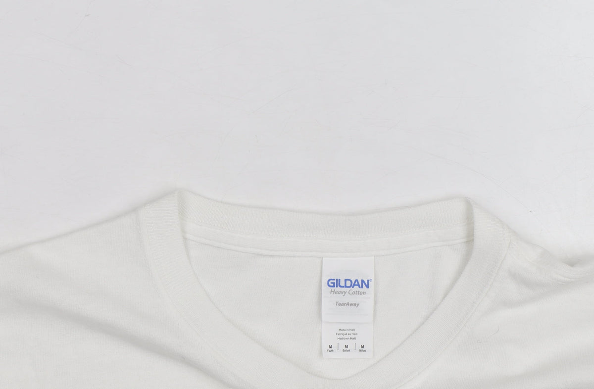 Gildan Men's White Overworld Graphic Print Cotton T-Shirt M