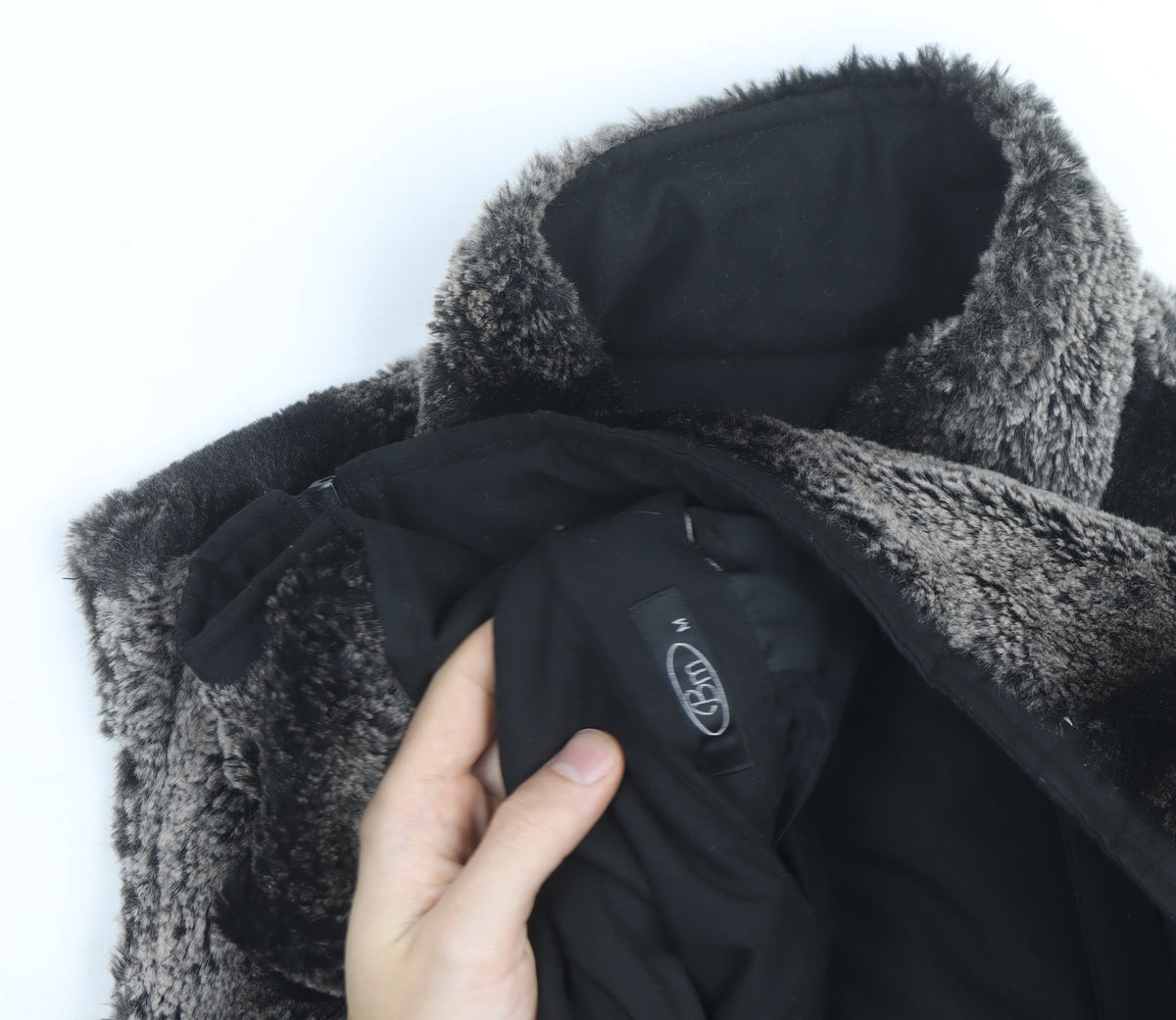 CEM Men's Grey Faux Fur Zip Waistcoat Bodywarmer M
