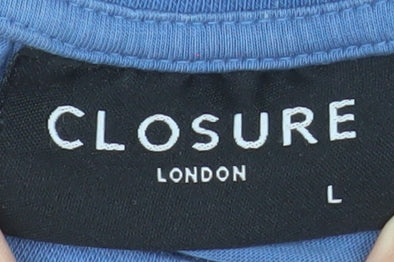 Closure London Men's Blue Graphic Crew Neck Cotton T-Shirt Size L