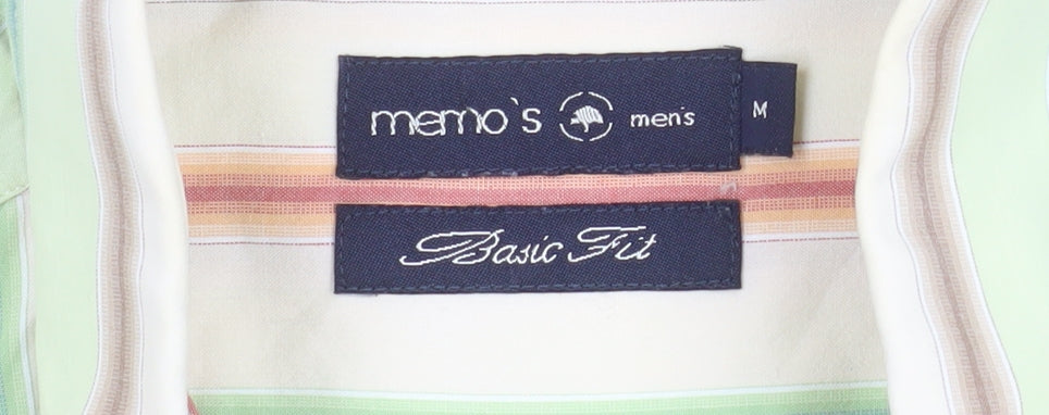 Memo's Men's Multicoloured Striped Classic Fit Cotton Button-Up Shirt M