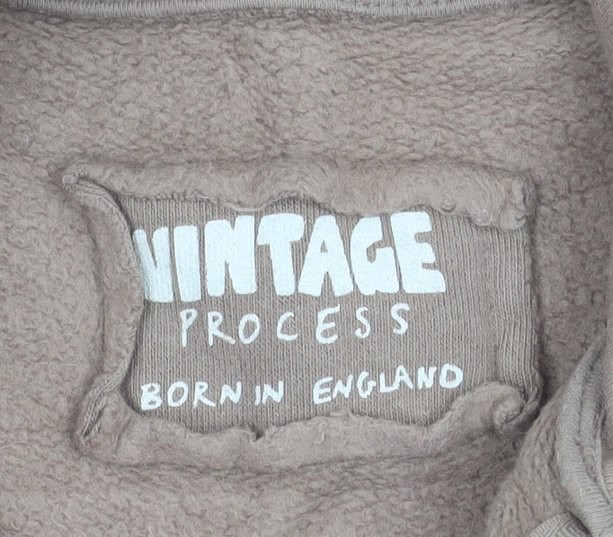 Vintage Process Womens Beige Full Zip Vest Hoodie M/L 100% Cotton