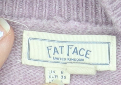 FatFace Women's Purple Mock Neck Alpaca Wool Blend Jumper Size 8