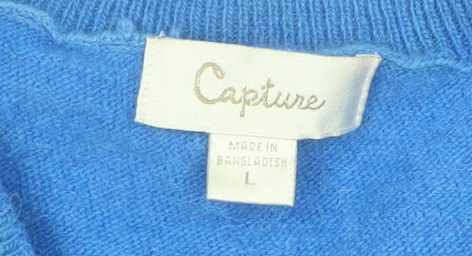 Capture Women’s Blue Lambswool V-Neck Pullover Jumper Size L