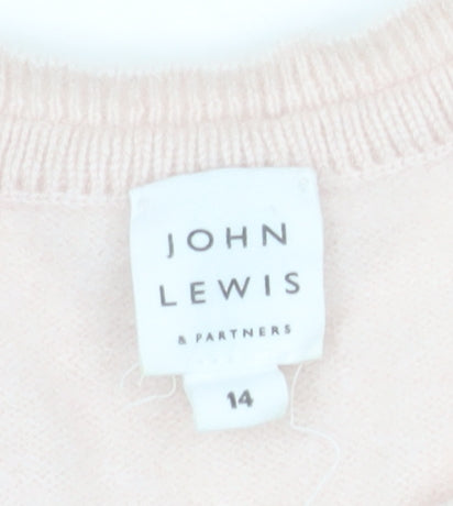 John Lewis Women’s Pink Cashmere Crew Neck Jumper Size 14