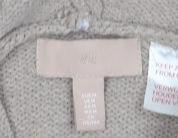 H&M Women Beige Hooded Pullover Knit Jumper Size 12