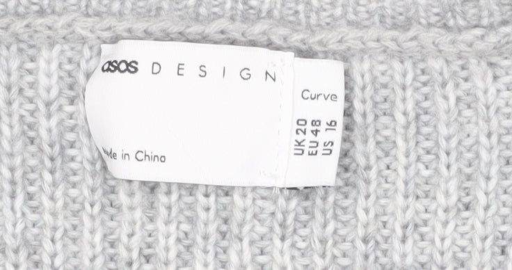 Additional view of ASOS Design Curve Grey Knit Open Cardigan Women's UK 20 Long Sleeve