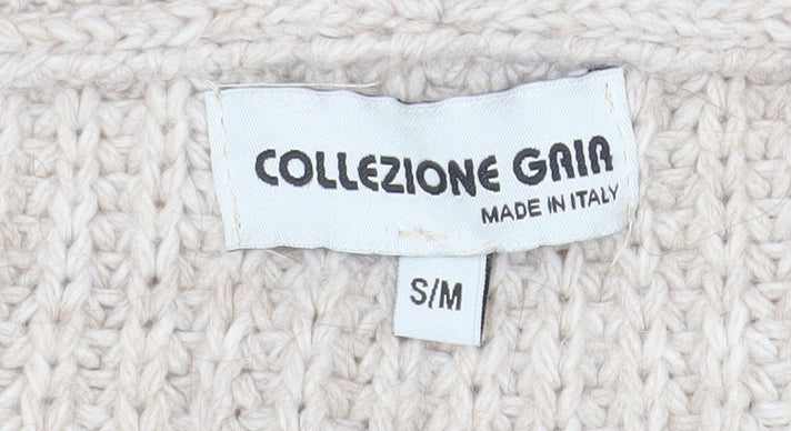 Collezione Gaia Womens Beige Wool Blend Chunky Knit Cardigan S
