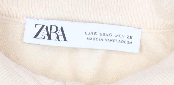 Zara Women Beige Collared Button Cardigan Wool Blend S
