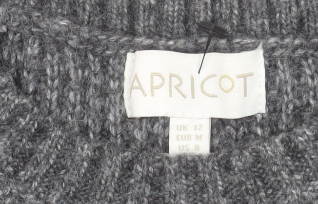 Apricot Womens Grey Chunky-Knit Sleeveless Vest Jumper UK 12