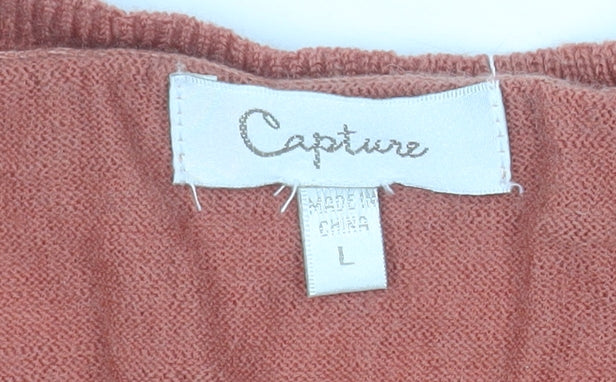 Capture Men's Brown L V-Neck Pure Merino Wool Jumper