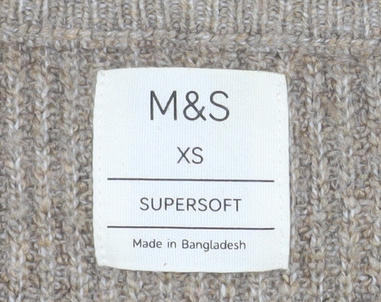 Marks & Spencer Men’s Beige XS Cable-Knit Crew Neck Jumper