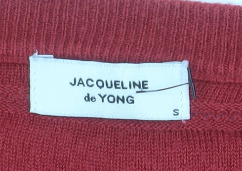 Jacqueline de Yong Women Red Acrylic Crew Neck Jumper Size S