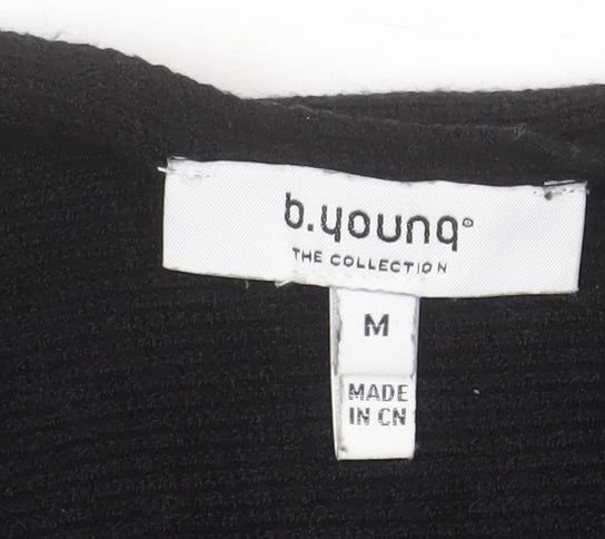 b.young Women's Black Boat Neck Knit Jumper Medium