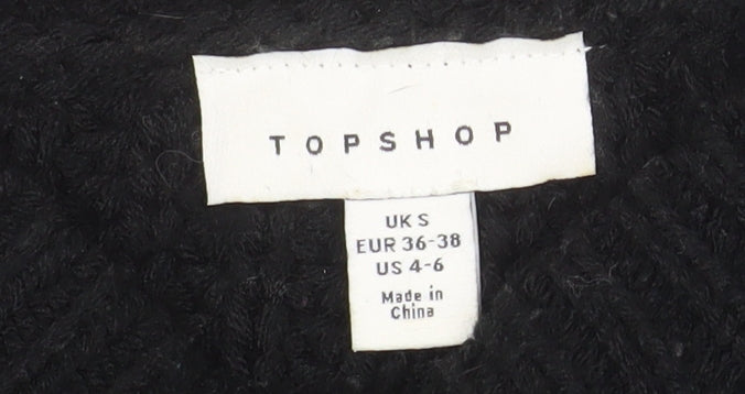 Topshop Women’s Black Chunky-Knit Pullover Jumper Size S