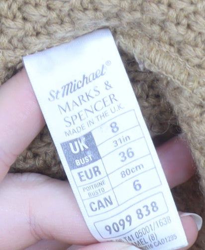 Marks & Spencer Women’s Beige Wool Blend Collared Cardigan Size 8