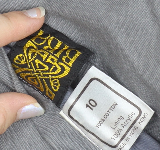 BiBA Women's Grey Cotton Waistcoat Bodywarmer Size 10 Snap Front