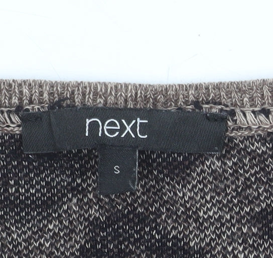 Next Womens Brown Leopard Print Striped Sleeve Jumper Size S