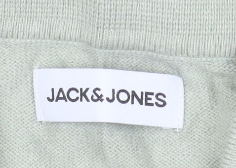 Jack & Jones Men’s Green 1/4 Zip Knit Polo Shirt Size L