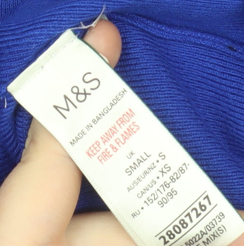 Marks and Spencer Women's Blue Star Print Pullover Jumper Size S