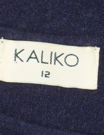 Kaliko Women’s Blue Viscose Slip Dress Size 12 Sleeveless Stretch Knit