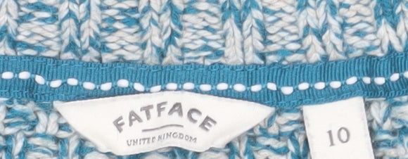 FatFace Women's Blue Cotton Wool Cable Knit Jumper Size 10