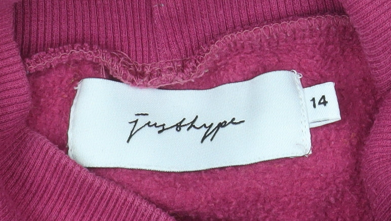 Hype Womens Magenta Long Sleeve Roll Neck Pullover Sweatshirt Size 14