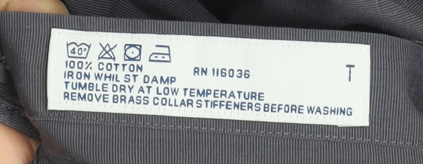 Charles Tyrwhitt Men's Grey Classic Fit Cotton Formal Dress Shirt 16/34