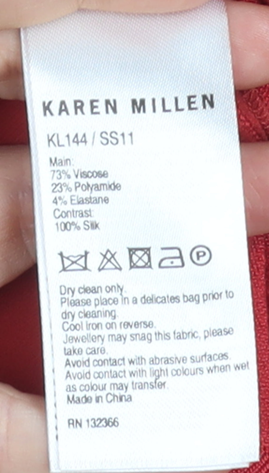 Karen Millen Women's Red Cardigan Size 12 Silk Trim Knit